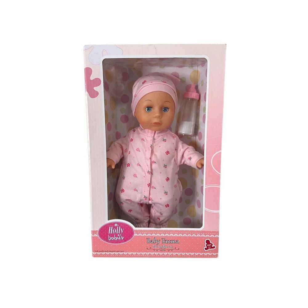 NEW Holly Babies Baby Emma Doll with Bottle